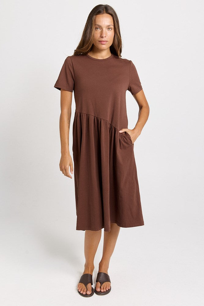 Betty Basics Ava Asymmetrical Dress in Chocolate