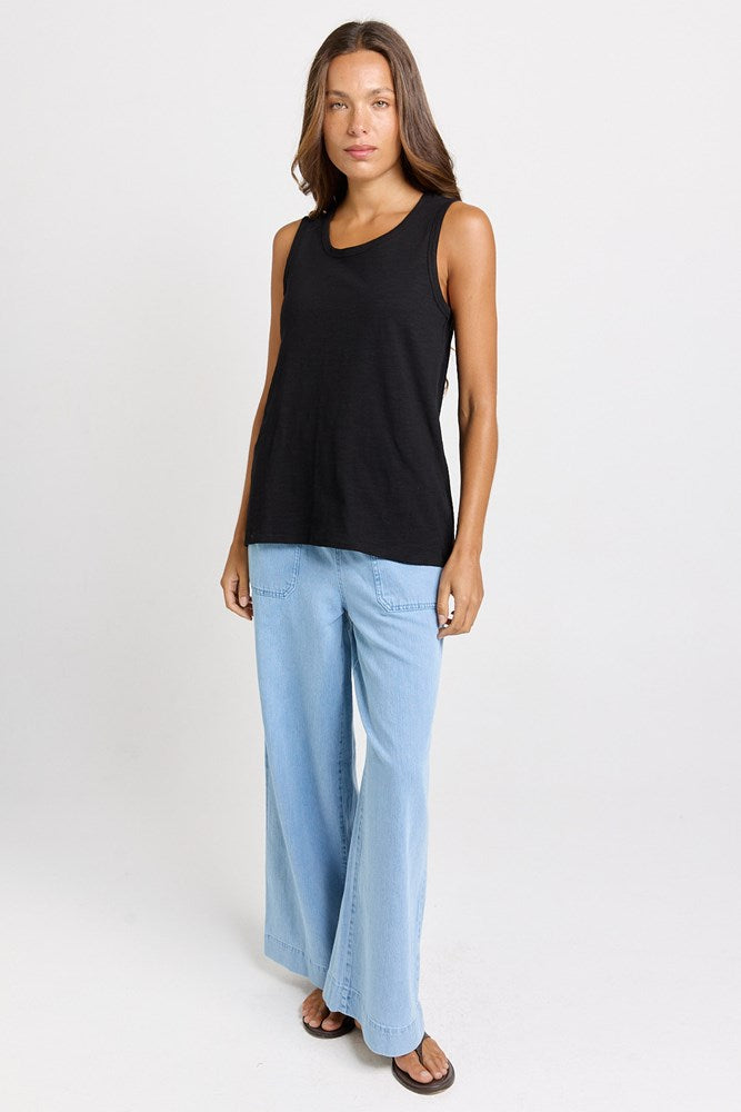 Betty Basics Rory Slub Tank in Black - view 2