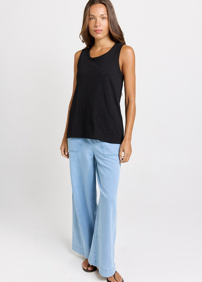 Betty Basics Rory Slub Tank in Black - view 2
