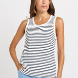 Betty Basics Rory Slub Tank in White/Navy Stripe