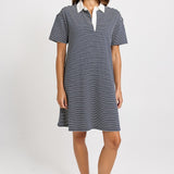 Betty Basics Freddy Polo Dress in Navy/White Stripe - view 2