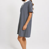 Betty Basics Freddy Polo Dress in Navy/White Stripe - view 3