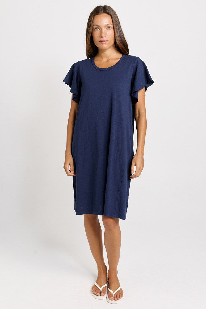 Betty Basics Celene Frill Dress in Navy