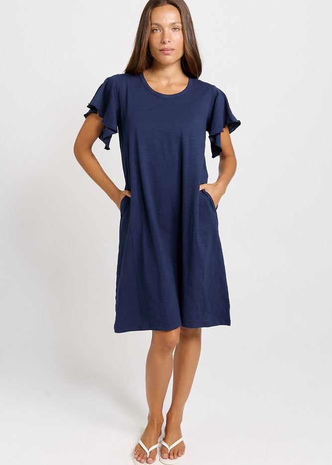 Betty Basics Celene Frill Dress in Navy - view 2