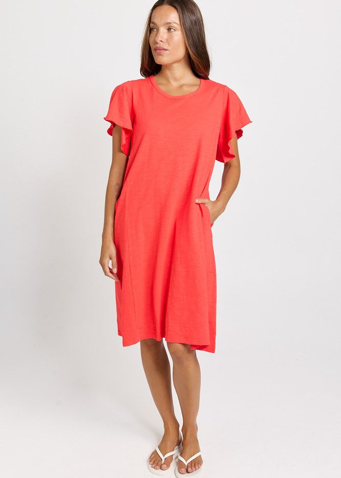 Betty Basics Celene Frill Dress in Red - view 2