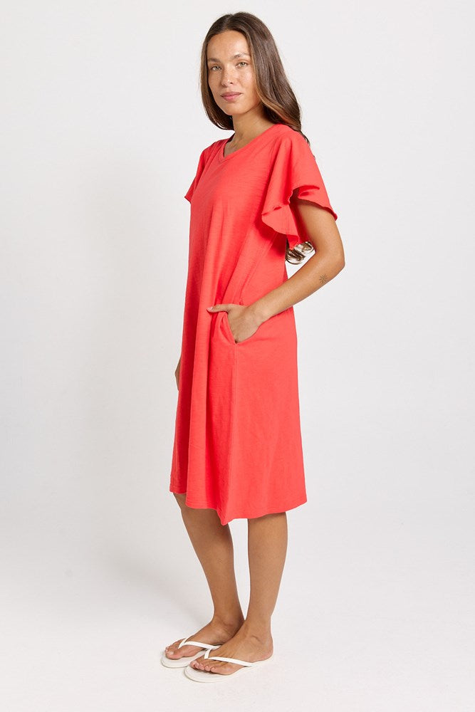 Betty Basics Celene Frill Dress in Red - view 3