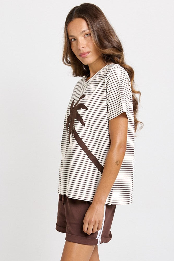 Betty Basics Tibby Tee in Chocolate Stripe - view 3