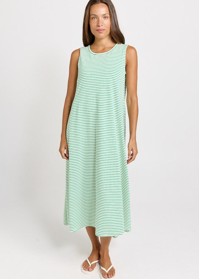 Betty Basics Sabrina Maxi Dress in Green Stripe - view 2