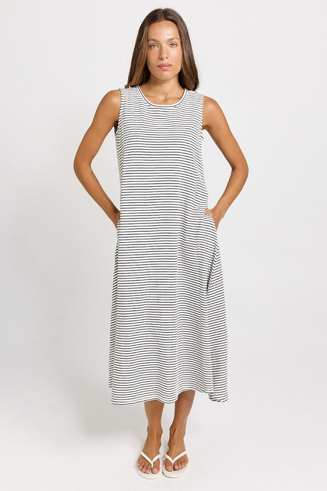 Betty Basics Sabrina Maxi Dress in Navy Stripe