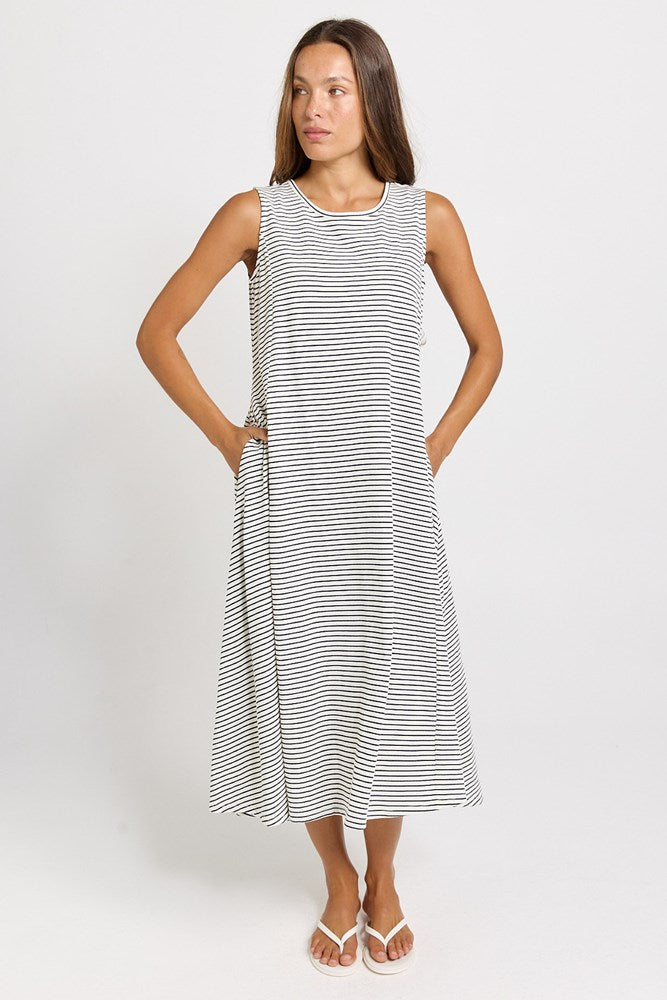 Betty Basics Sabrina Maxi Dress in Navy Stripe - view 2
