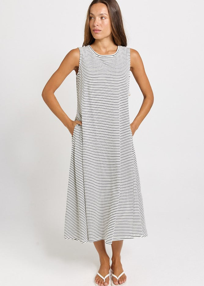 Betty Basics Sabrina Maxi Dress in Navy Stripe - view 2