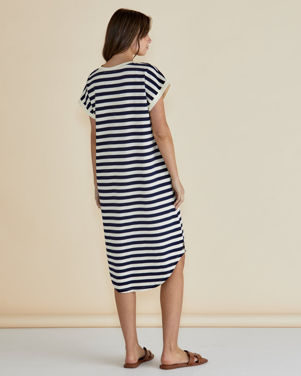 JOLENE T-SHIRT DRESS - Navy/Cream Stripe