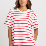 Betty Basics Relax Boxy Tee in Red/White Stripe