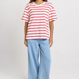 Betty Basics Relax Boxy Tee in Red/White Stripe - view 2