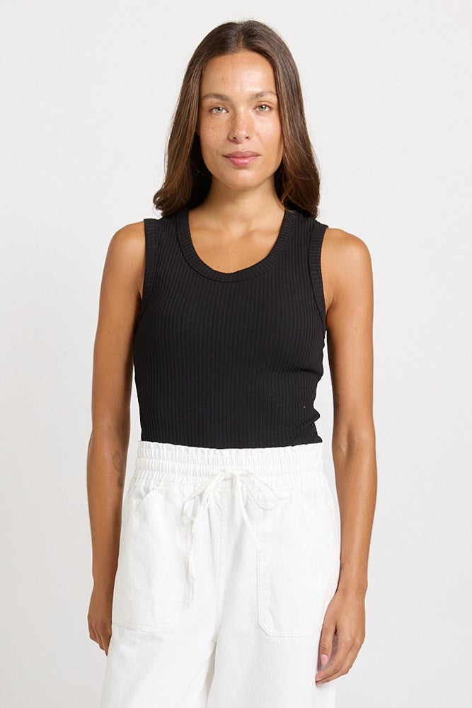 Betty Basics Francis Rib Tank in Black