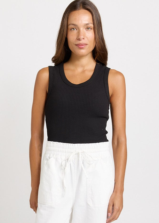 Betty Basics Francis Rib Tank in Black