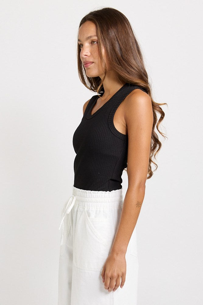 Betty Basics Francis Rib Tank in Black - view 3