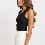 Betty Basics Francis Rib Tank in Black - view 3