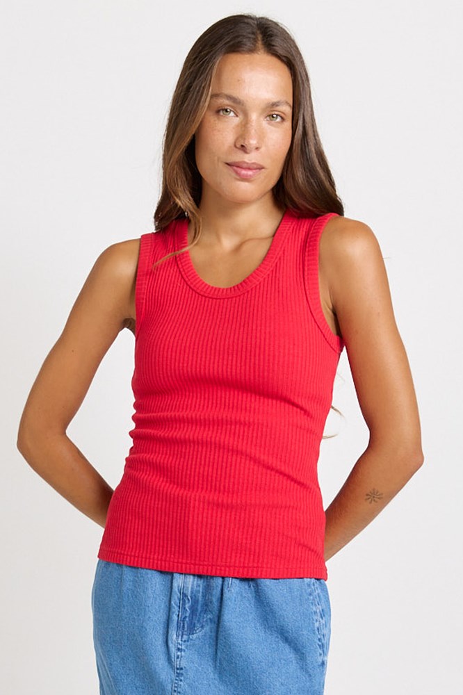 Betty Basics Francis Rib Tank in Red