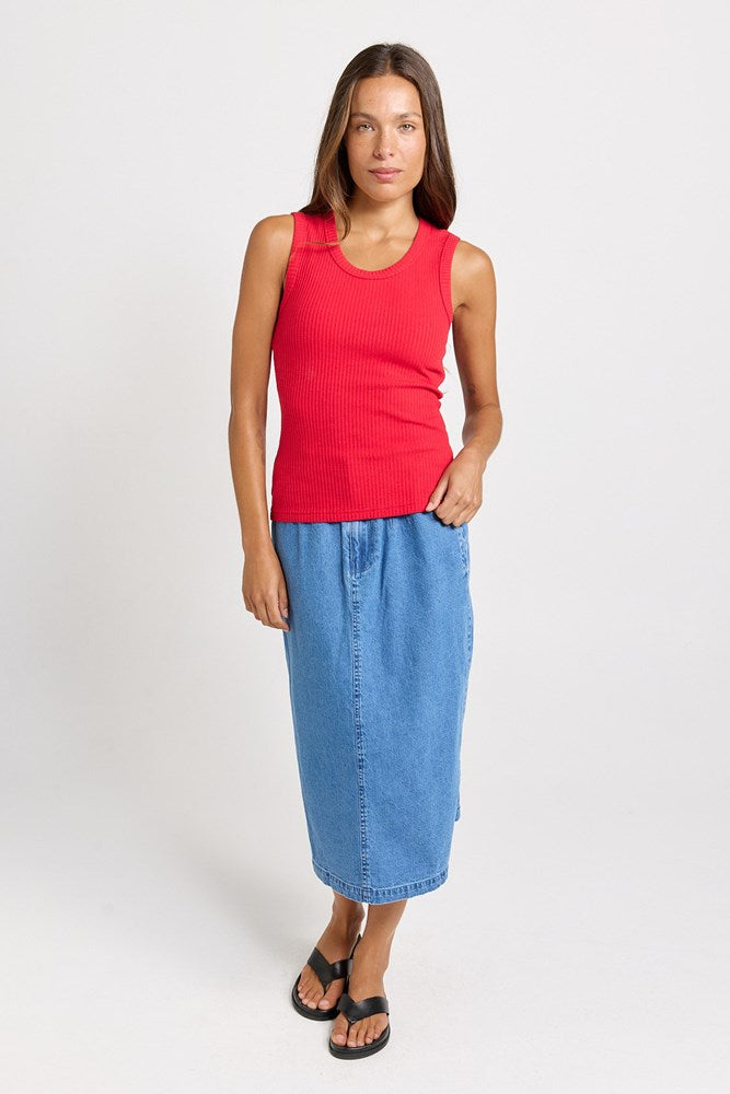 Betty Basics Francis Rib Tank in Red - view 2
