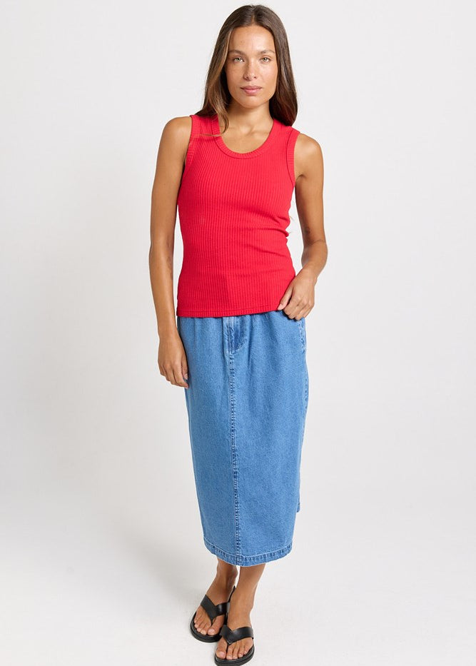 Betty Basics Francis Rib Tank in Red - view 2