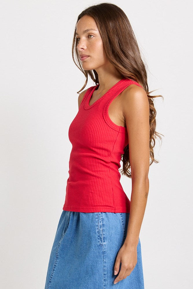 Betty Basics Francis Rib Tank in Red - view 3