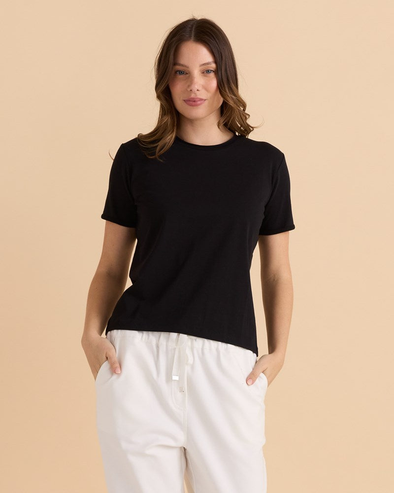 Cotton Slim Fit Tee - Black