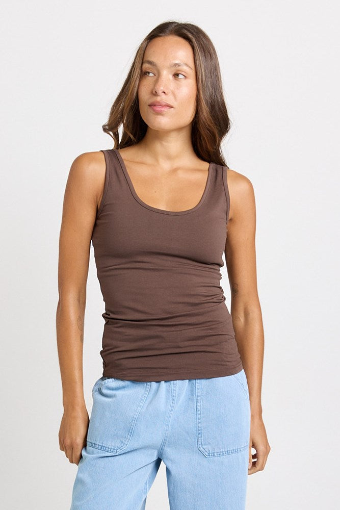 Betty Basics Emma Scoop Tank in Chocolate