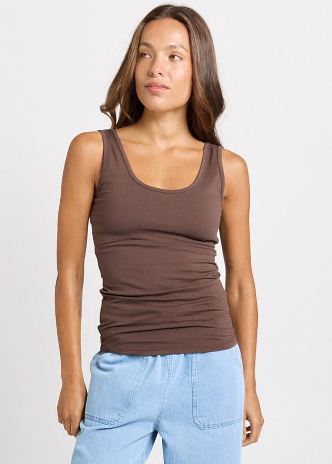 Betty Basics Emma Scoop Tank in Chocolate