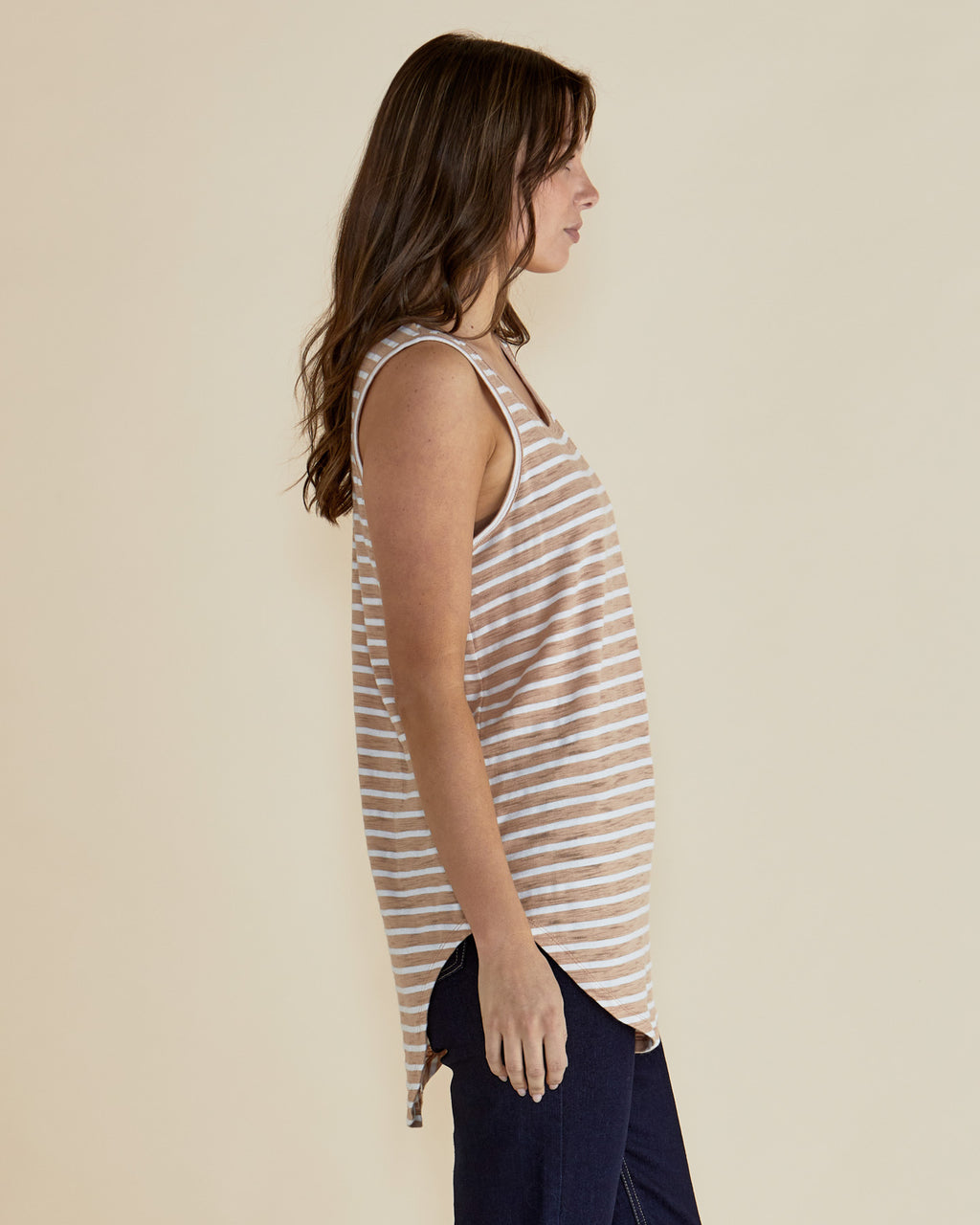 KEIRA TANK - Beige Stripe