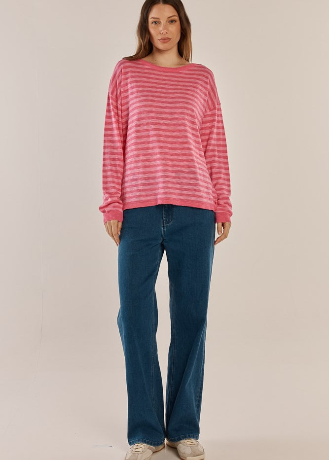 Natasha Knit Top - Blush Stripe