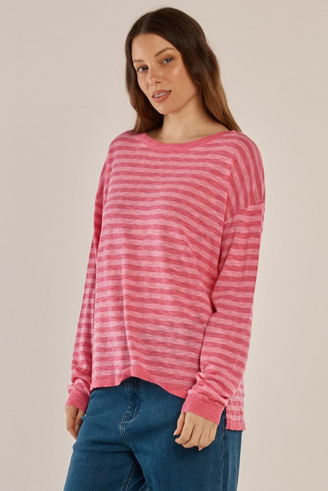 Natasha Knit Top - Blush Stripe
