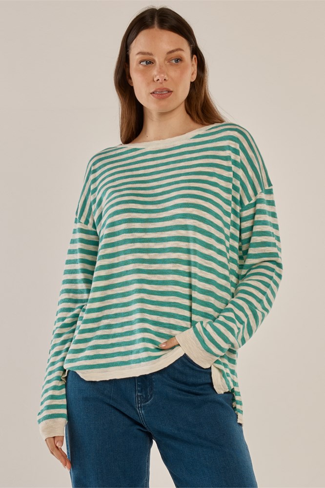 Natasha Knit Top - Lime Stripe