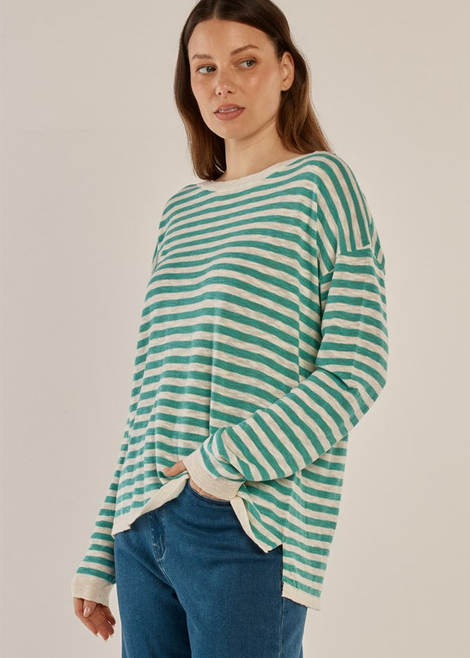 Natasha Knit Top - Lime Stripe