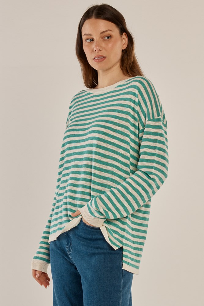 Natasha Knit Top - Lime Stripe
