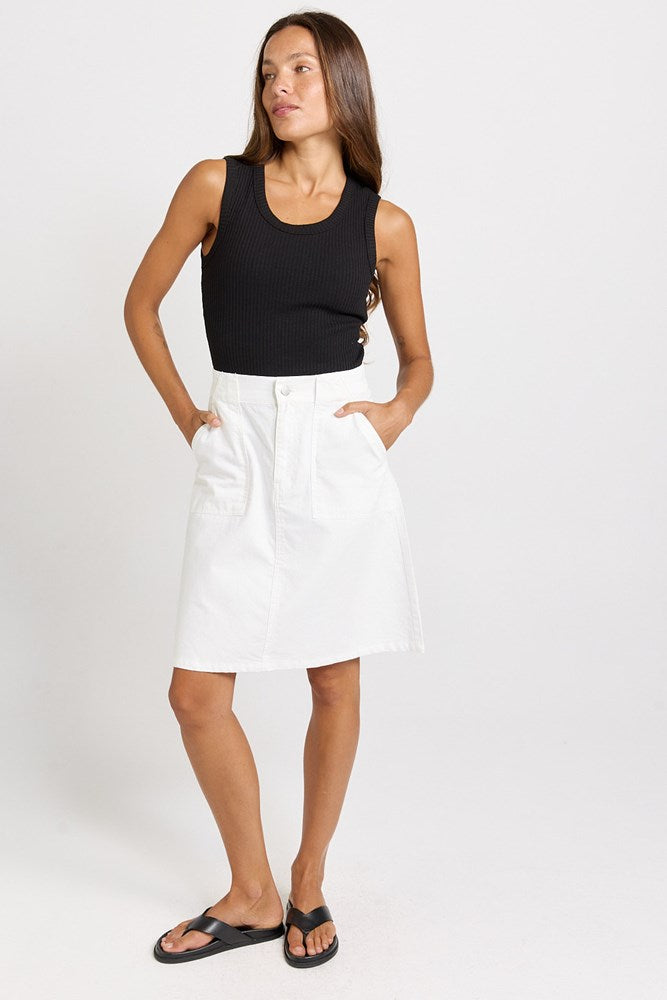 Betty Basics Aida Denim Skirt in White - view 2