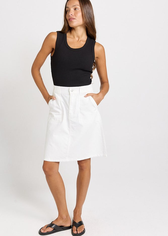 Betty Basics Aida Denim Skirt in White - view 2