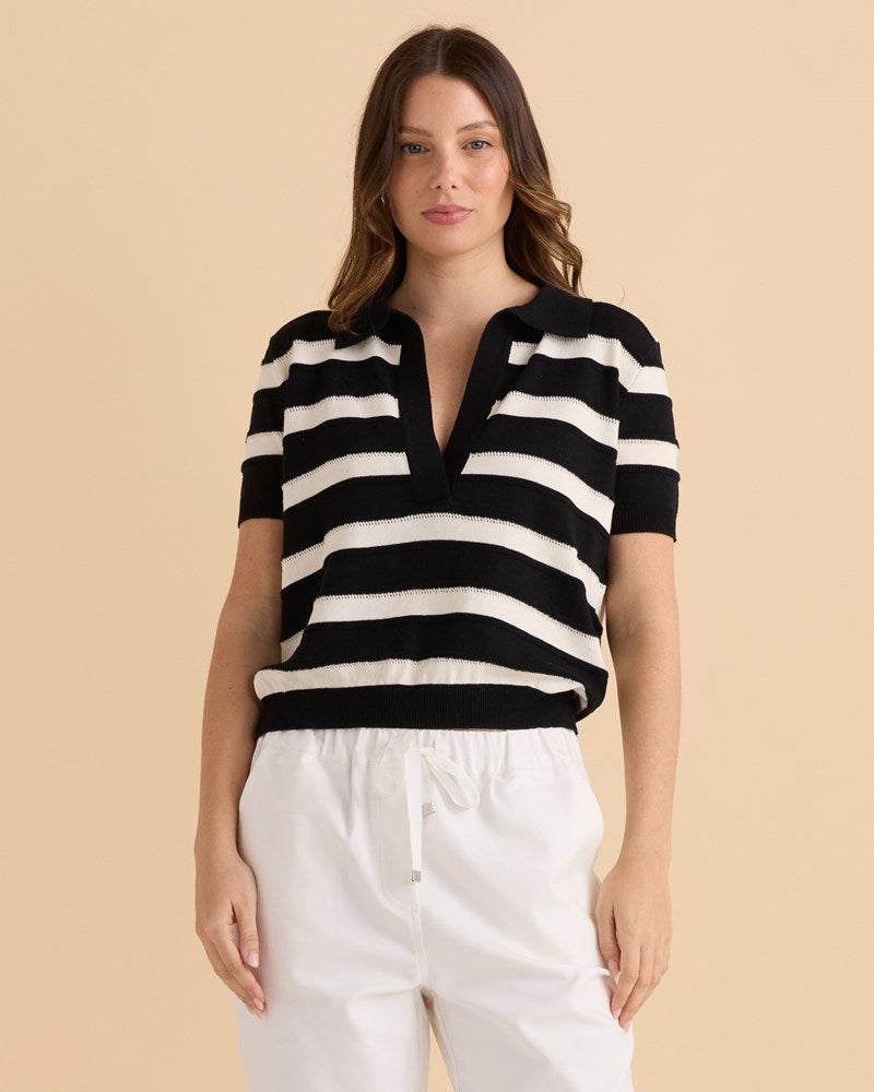 Salford Knit Polo - Cream/Black