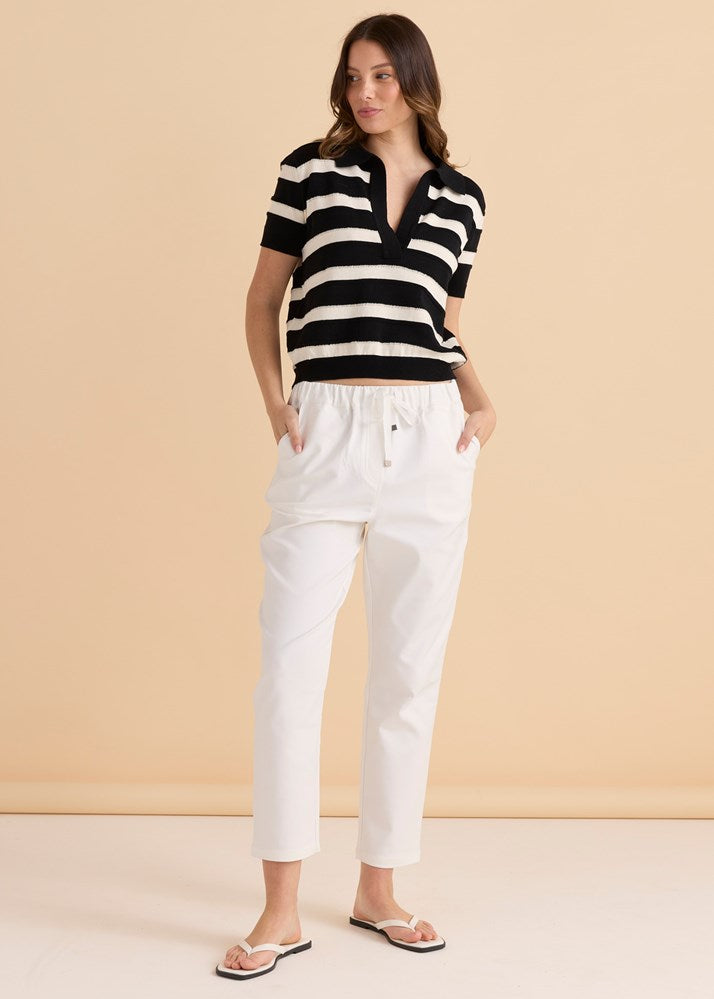 Salford Knit Polo - Cream/Black