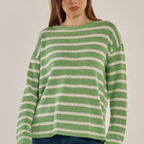 Bradford Knit Top - Green/Cream Stripe
