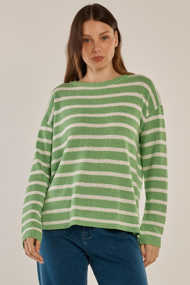 Bradford Knit Top - Green/Cream Stripe