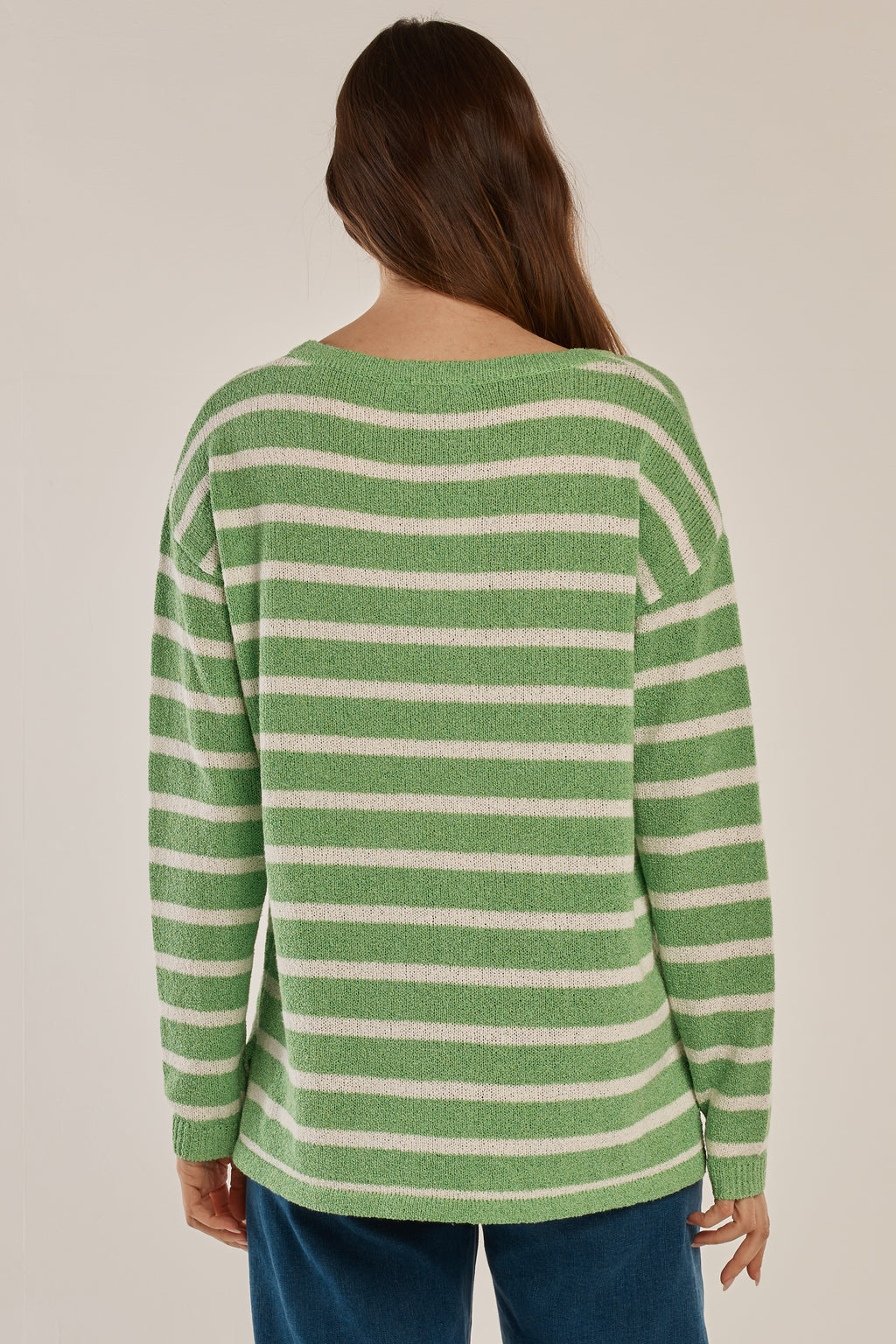 Bradford Knit Top - Green/Cream Stripe