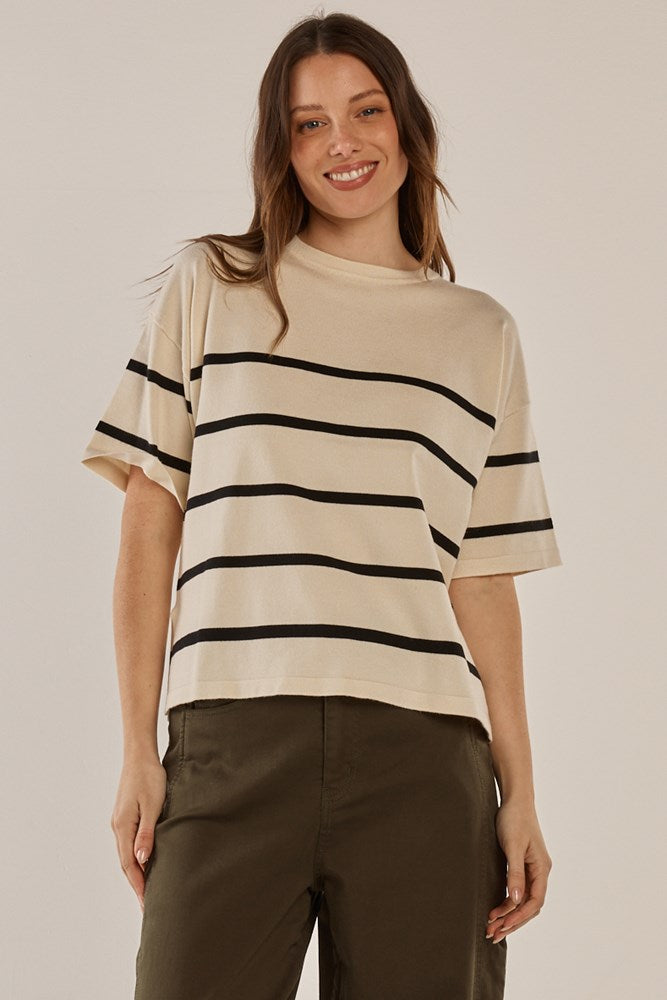 Bailey Boxy Top - Cream/Liquorice