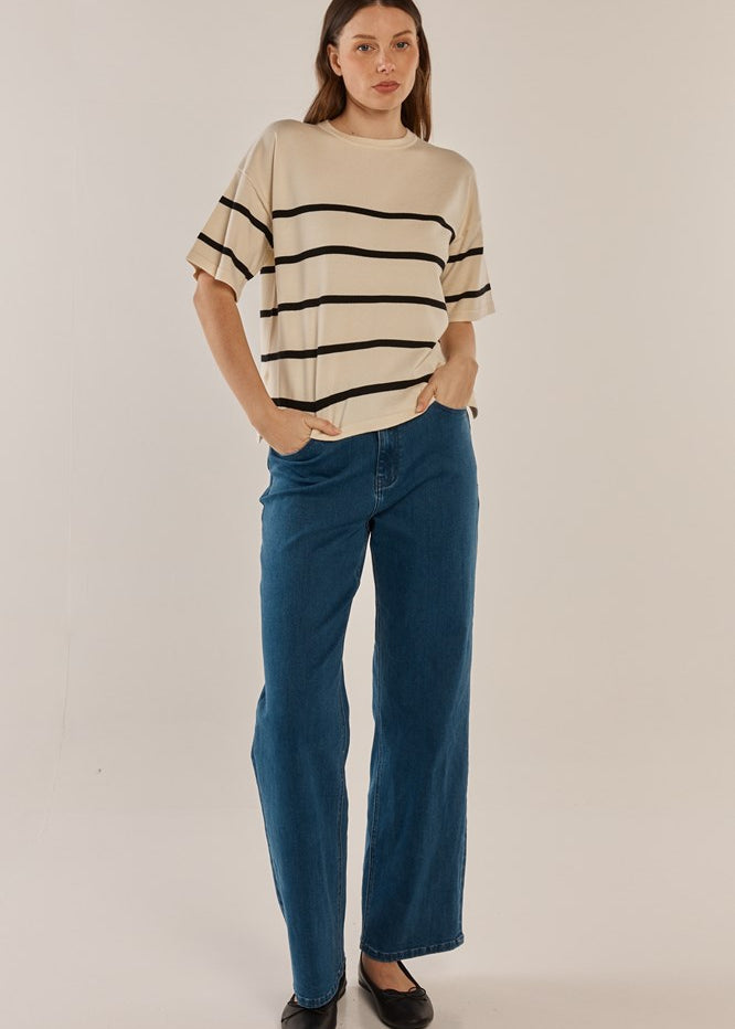 Bailey Boxy Top - Cream/Liquorice