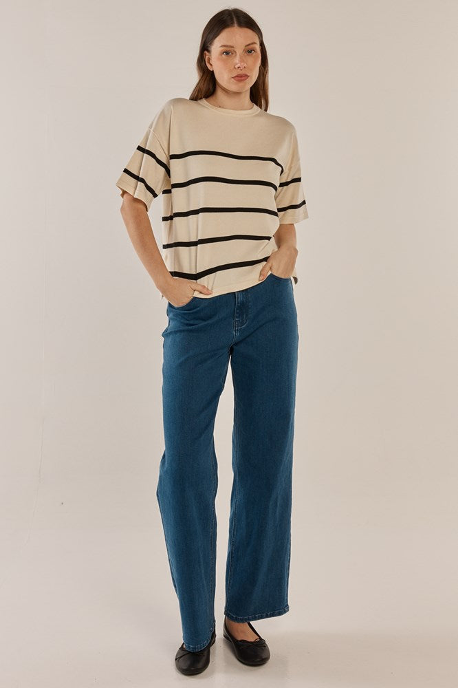 Bailey Boxy Top - Cream/Liquorice