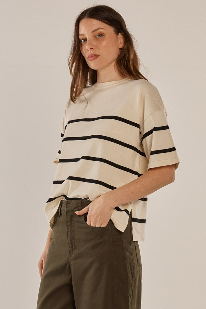 Bailey Boxy Top - Cream/Liquorice