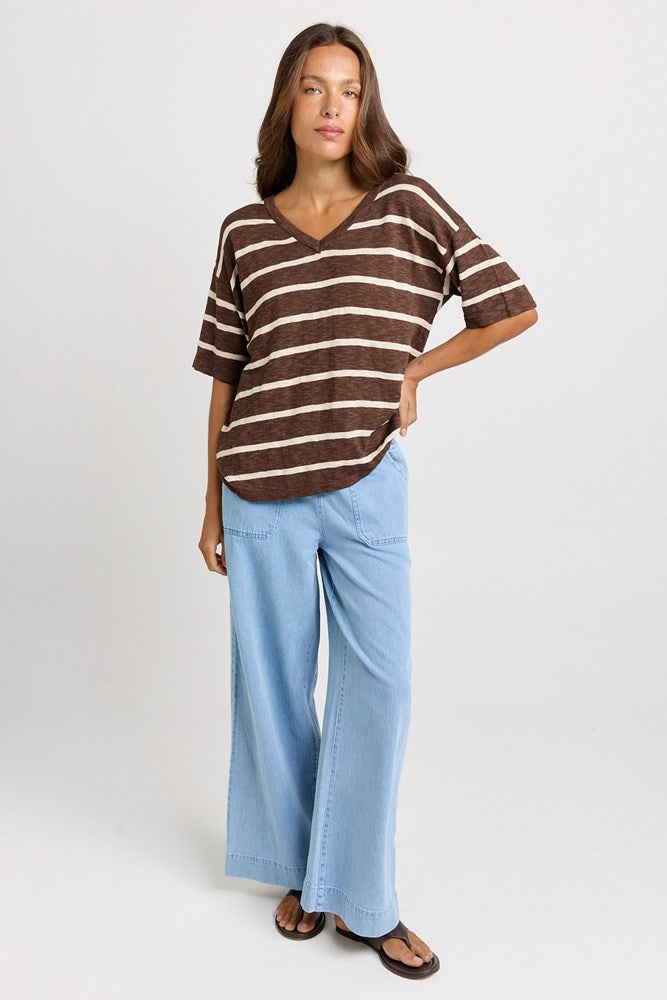 Betty Basics Aries V-Neck Top in Chocolate - view 2