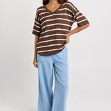 Betty Basics Aries V-Neck Top in Chocolate - view 2