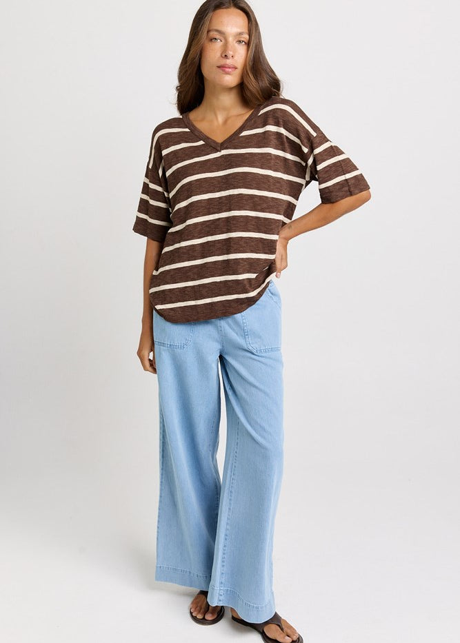 Betty Basics Aries V-Neck Top in Chocolate - view 2