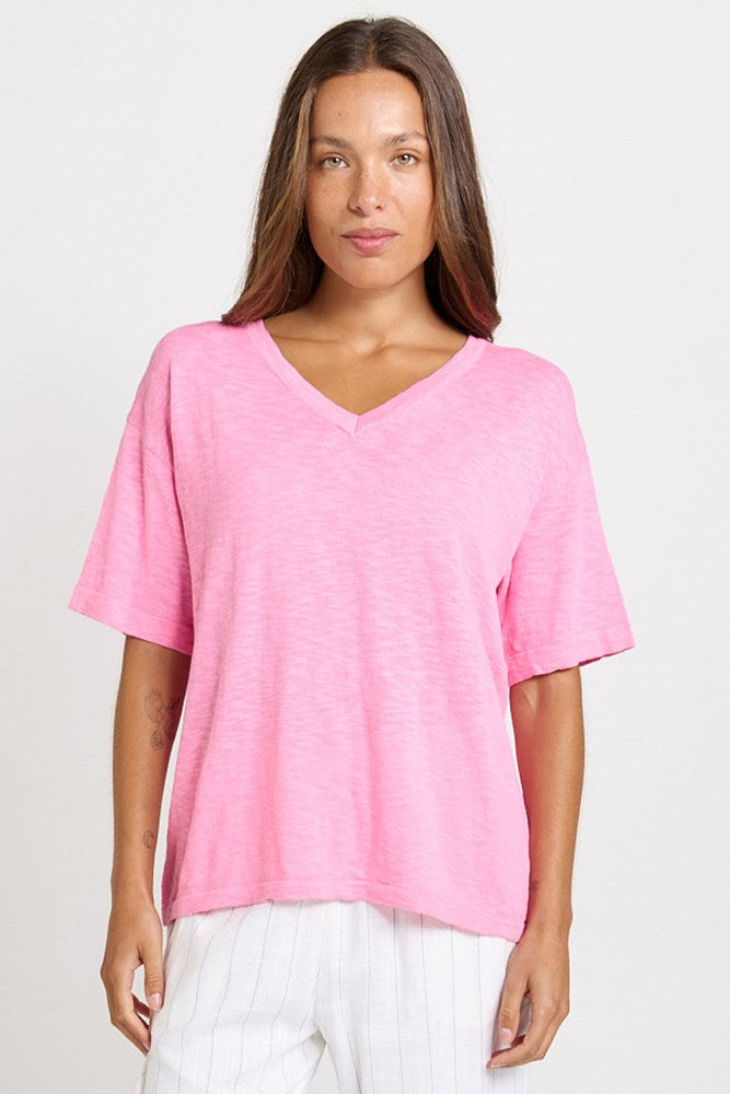 Betty Basics Aries V-Neck Top in Pink
